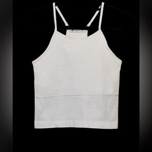 LASLULU White Tank Top with Shelf Bra Size M  NWT